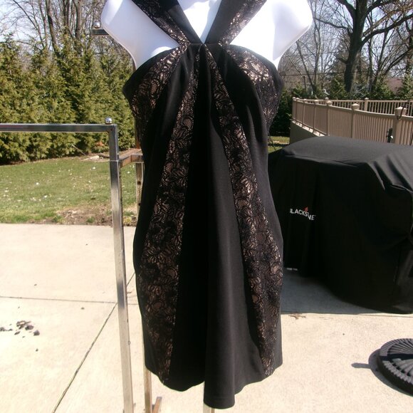 ADRIANNA PAPELL BLACK LACE COCKTAIL DRESS 6 - Picture 1 of 2